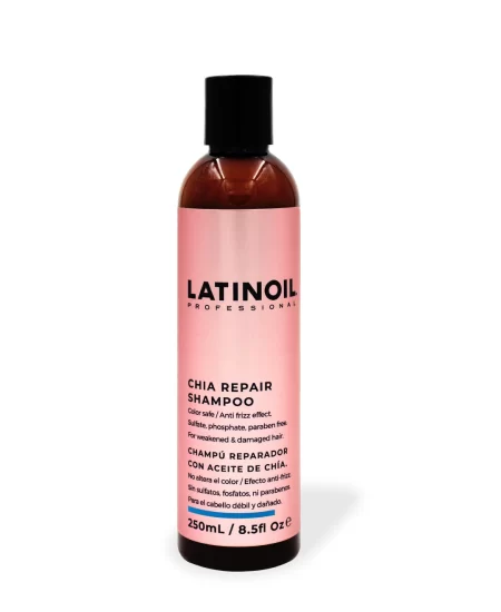 Latinoil Chia Repair Shampoo 8.5 fl oz – sulfate-free repairing shampoo with chia oil for damaged hair.